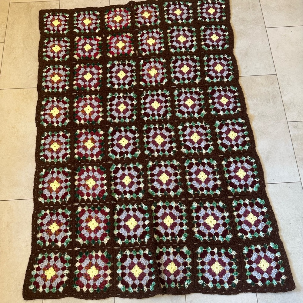 Crochet Granny Square Vintage Blanket